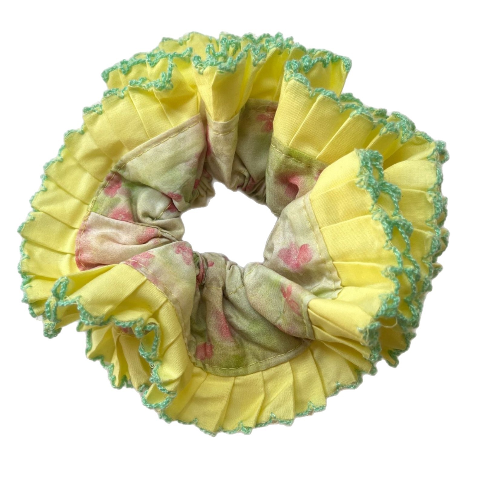 Women's Soft Cloth Hair Scrunchie Pastoral Floral Pattern Design