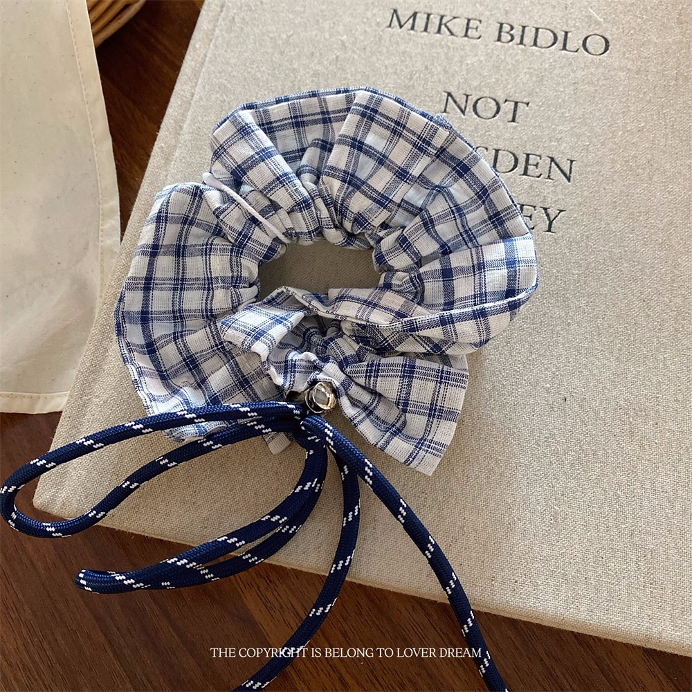 Girls Synthetic Large Bowknot Hair Tie Ponytail Holder Multi-Color Checkered