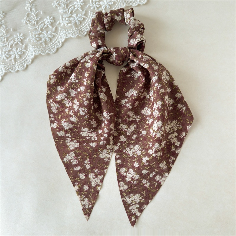 Women's Spring Elastic Polyester Bow Hair Tie Scrunchie Ditsy Floral