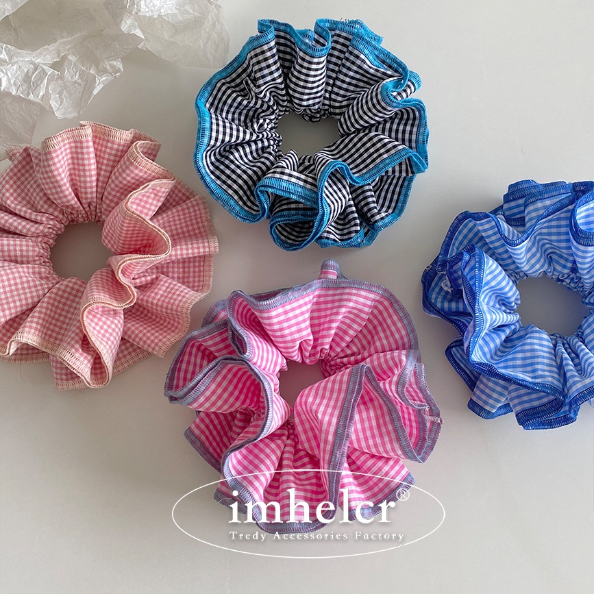 Women's Everyday Summer Cloth Hair Tie Pink Purple Color Block Plaid