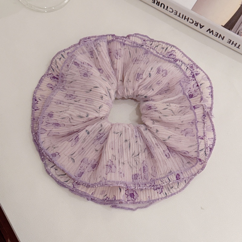 Women's Elegant Large Cloth Scrunchie Banquet Hair Tie Ditsy Floral