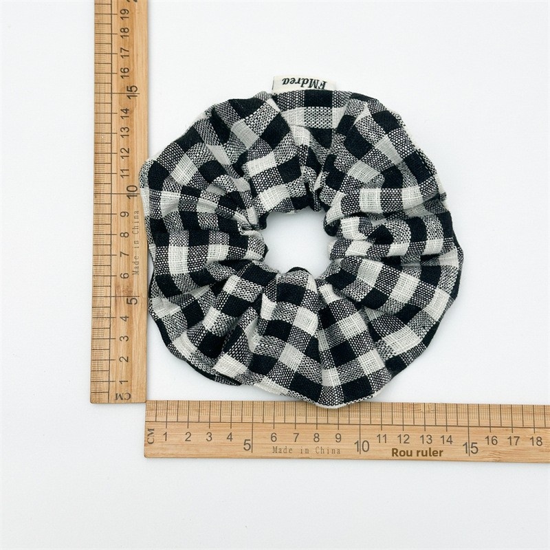 Women's Preppy Polyester Spring Hair Tie in Navy Blue Lattice