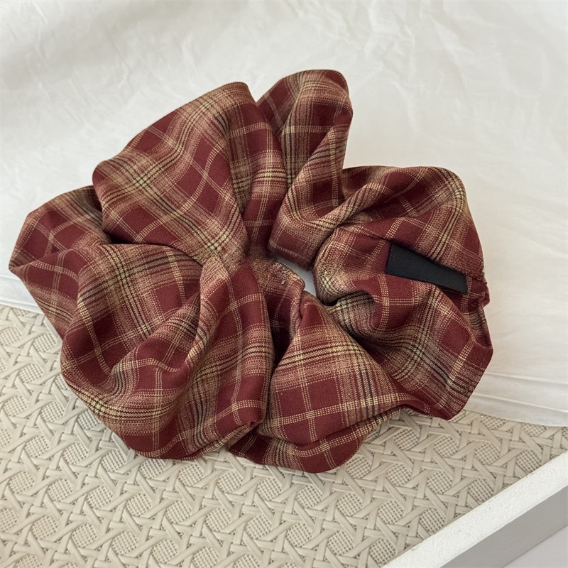 Women's Daily Cloth Scrunchies Retro Hair Ties Checkered Plaid