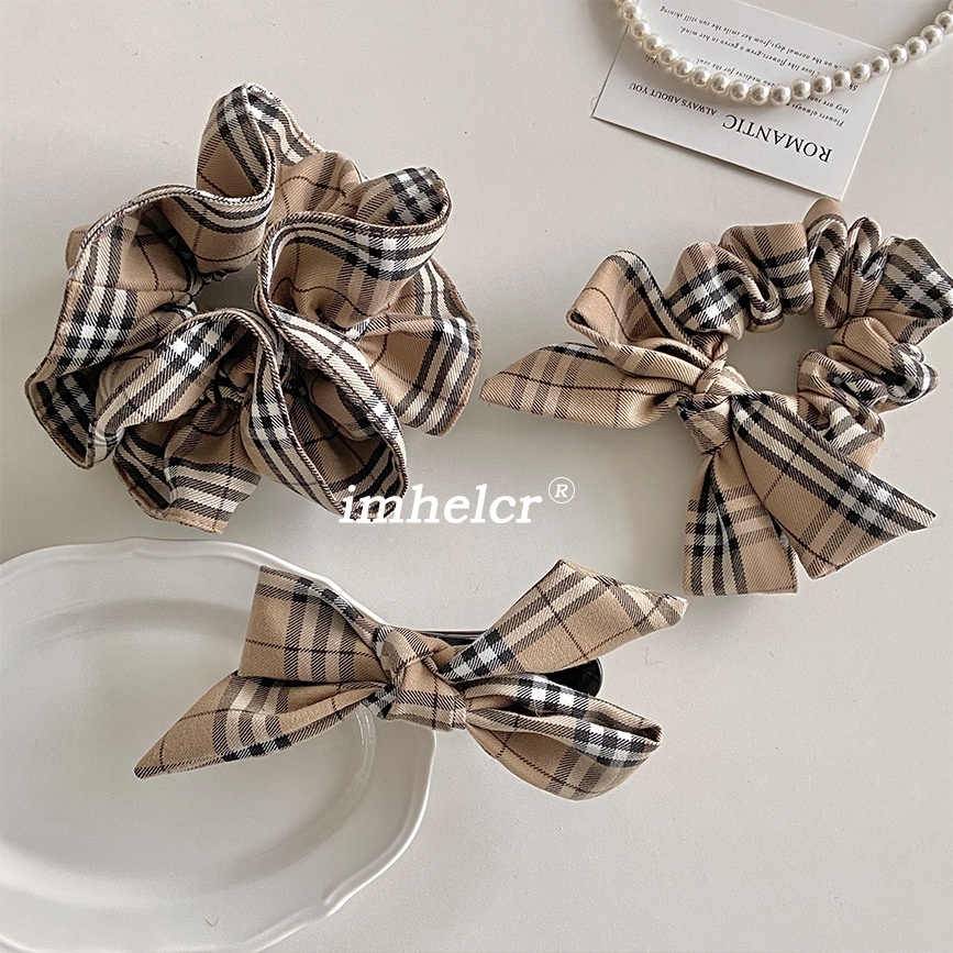 Women's Simple Cloth Lazy Bow Hair Clip For Daily Wear Classic Plaid