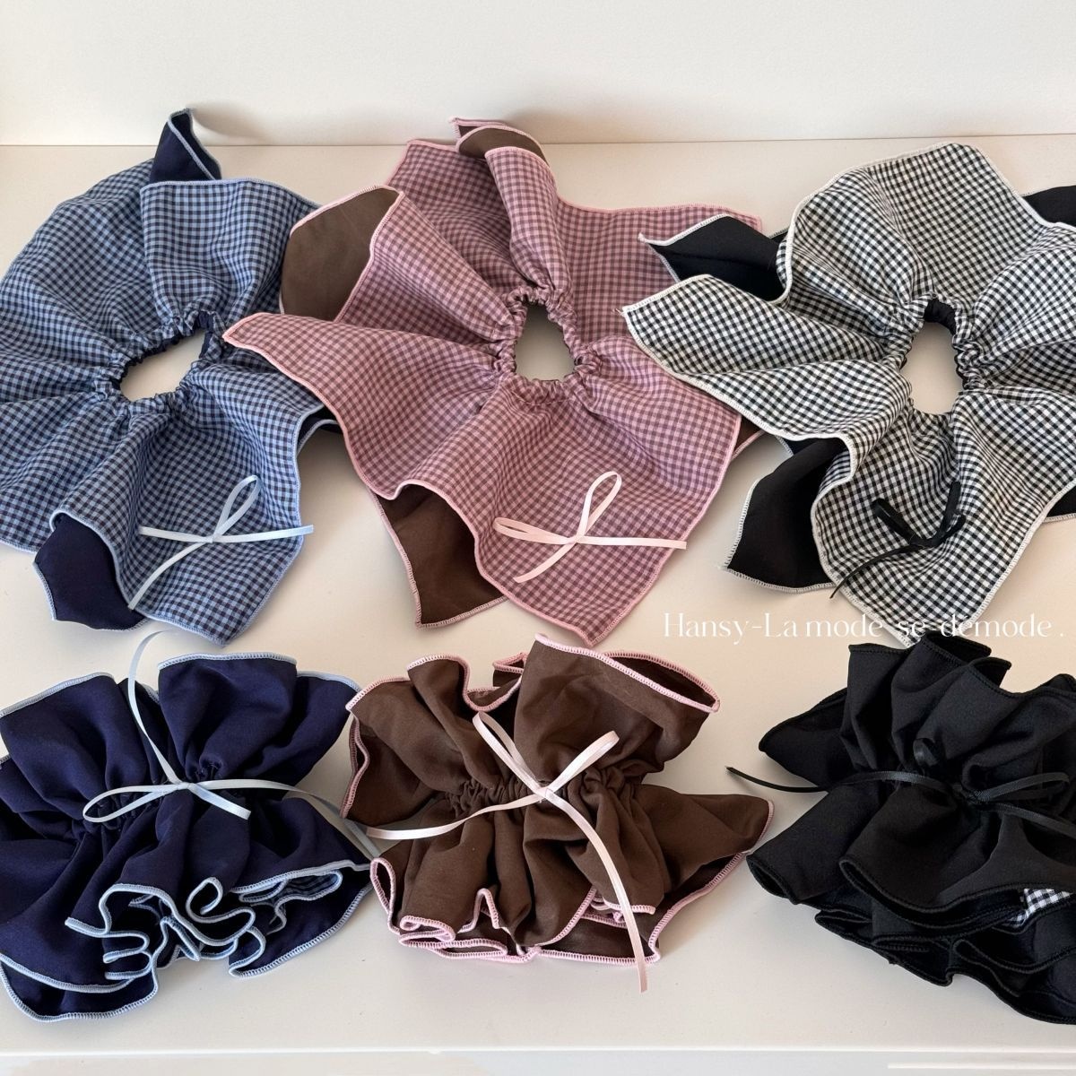 Women's Retro Plaid Double Layer Butterfly Knot Hair Tie Large Sweet Fabric Bow