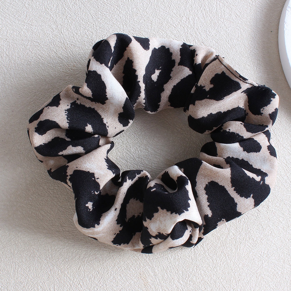 Women's Retro Leopard Print Cloth Hair Tie Beige Autumn Accessory