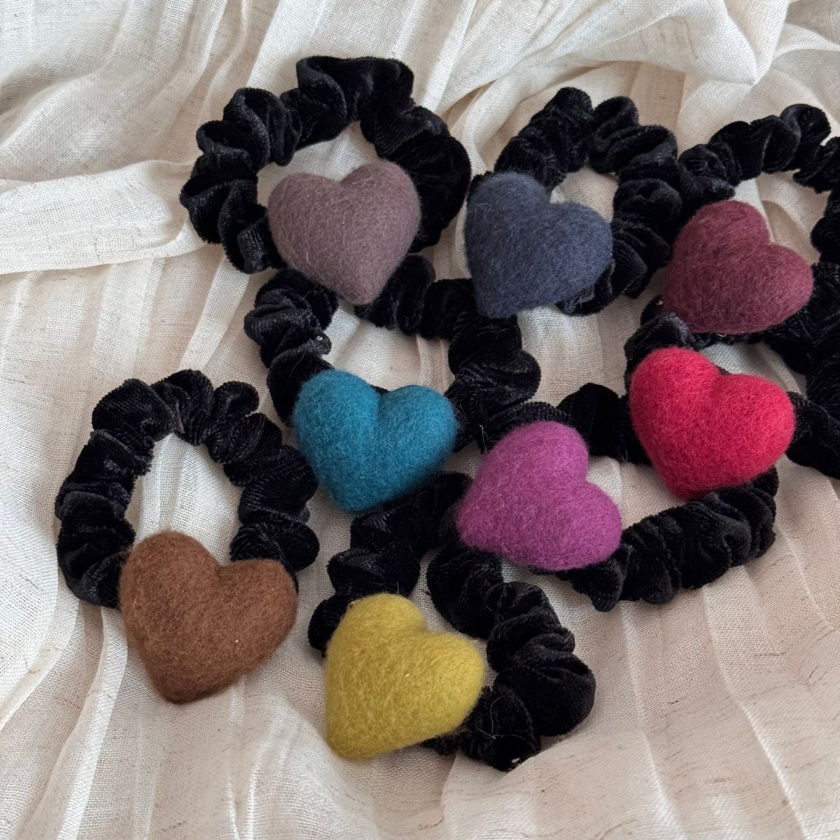 Women's Winter Essential Wool Felt Headband Black Heart Shape