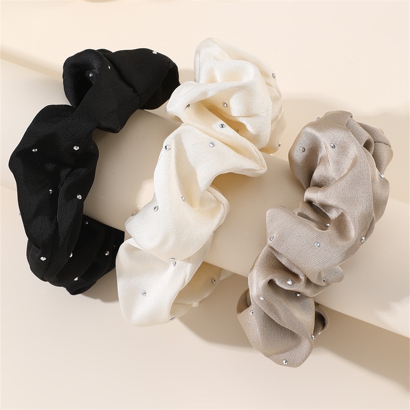 Women's Elastic Lace Bun Maker Hairband Black White Polka Dots