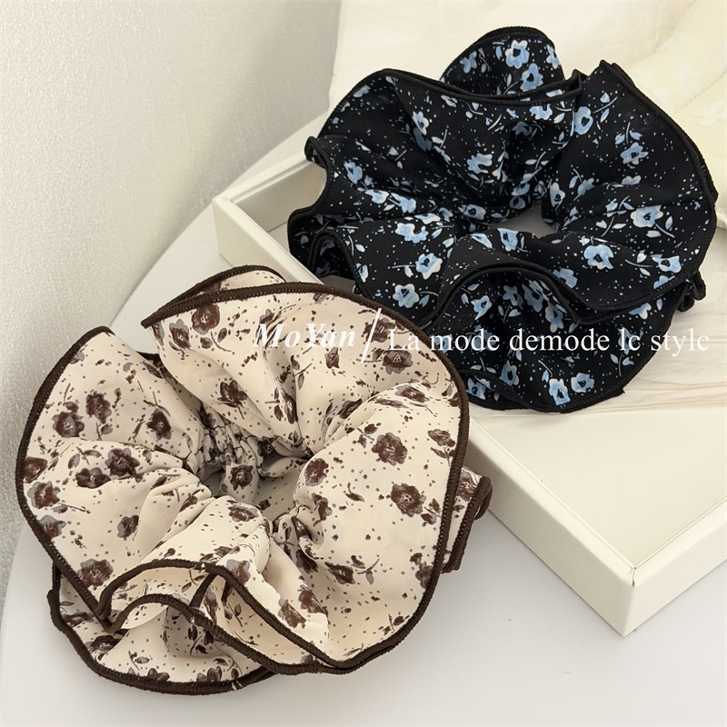 Women's Spring Cloth Hair Tie Accessories Black Beige Ditsy Floral