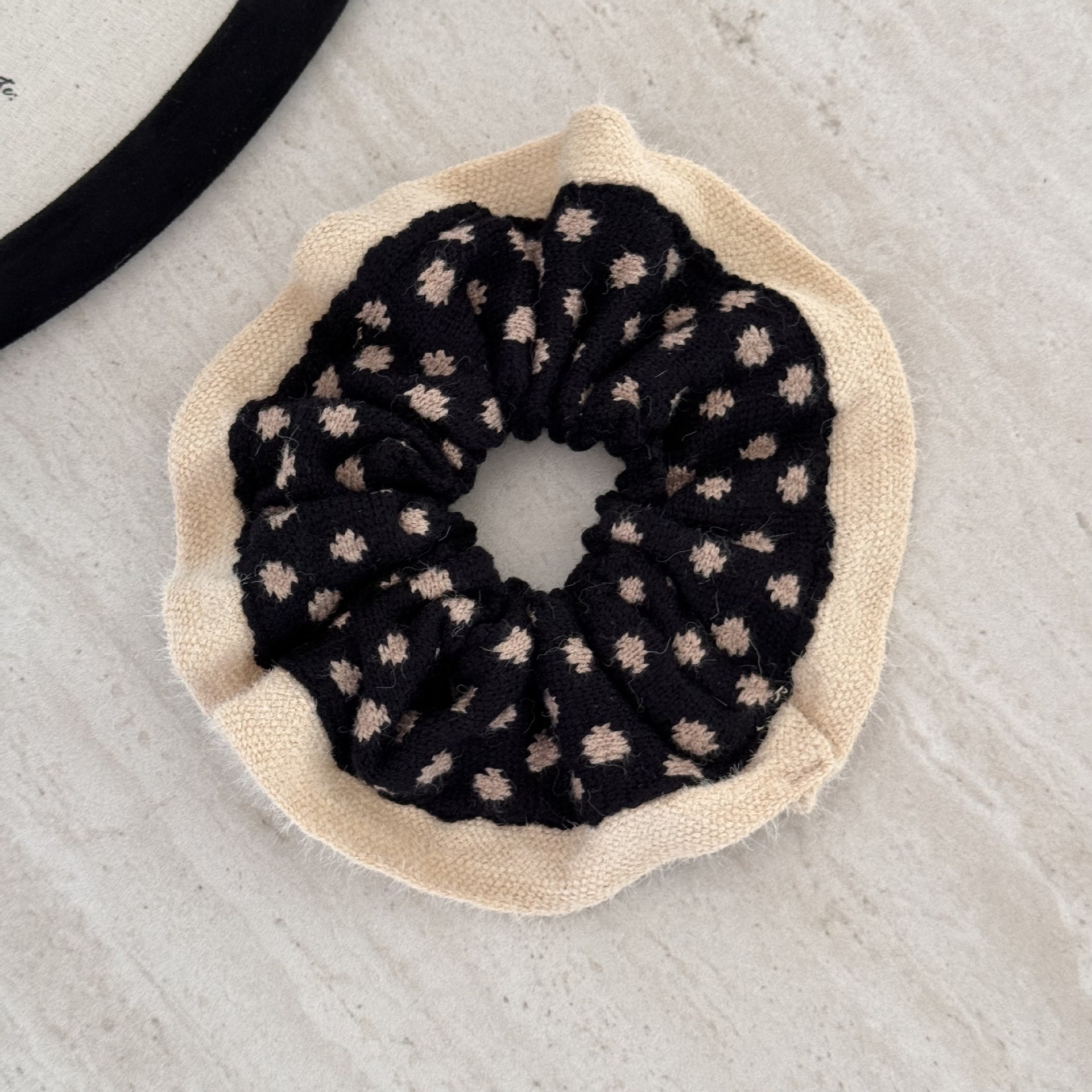 Girls' Retro Knitted Lace Large Bow Hair Ties Sweet Heart Winter Solid Colors