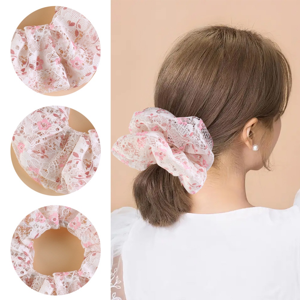 Women's French Style Soft Lace Hair Tie Daily Wear Ditsy Floral