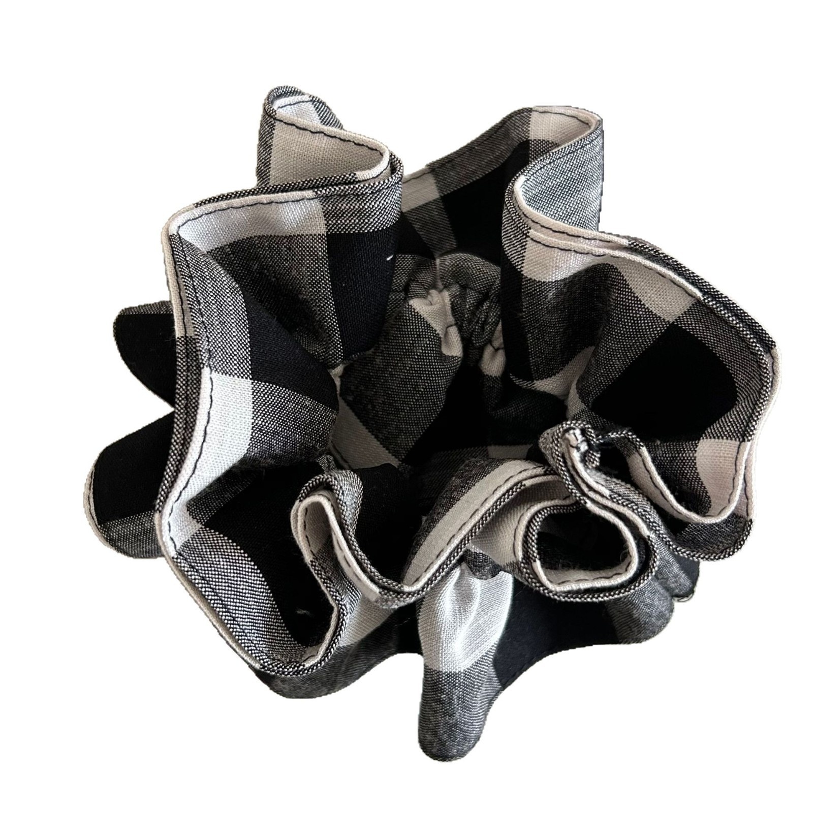 Women's Retro Cloth Scrunchie Hair Tie Black & White Checkered