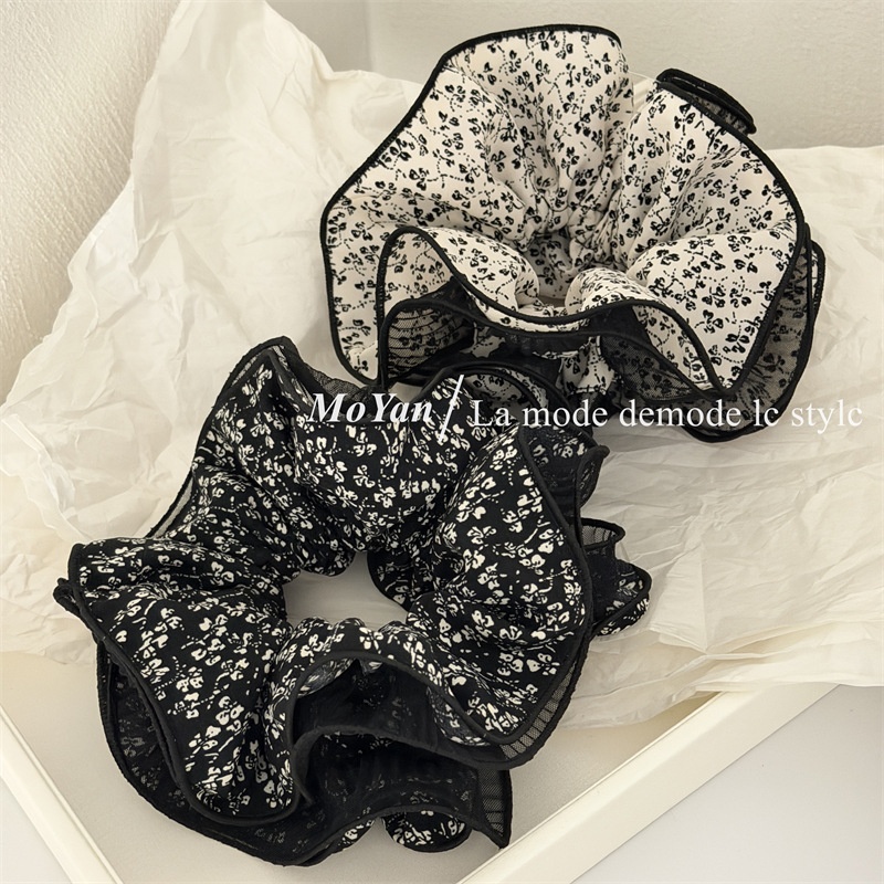 Women's New Style Ditsy Floral Cloth Hair Tie in Elegant Beige
