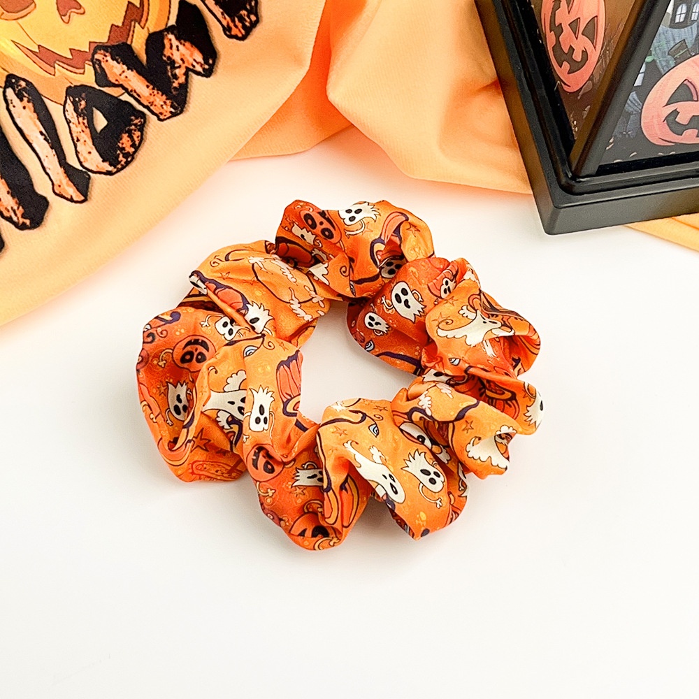Women's Halloween Cloth Elastic Scrunchies Retro Pumpkin Skull