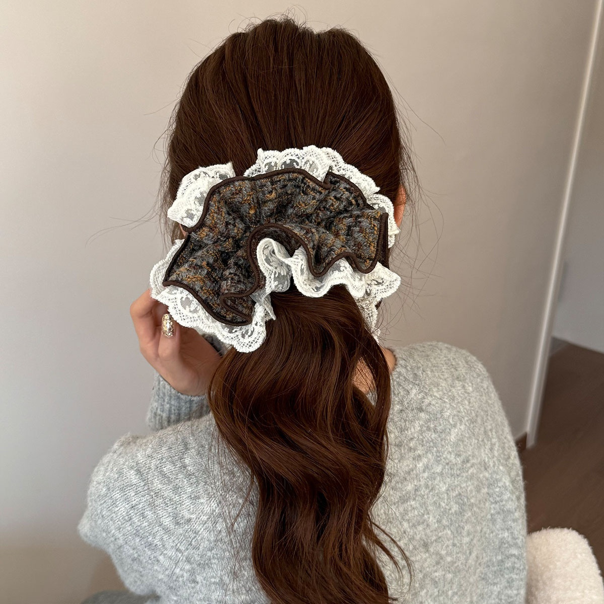 Women's All Season Cloth Hair Tie Scrunchies Lace Floral Dot Pattern