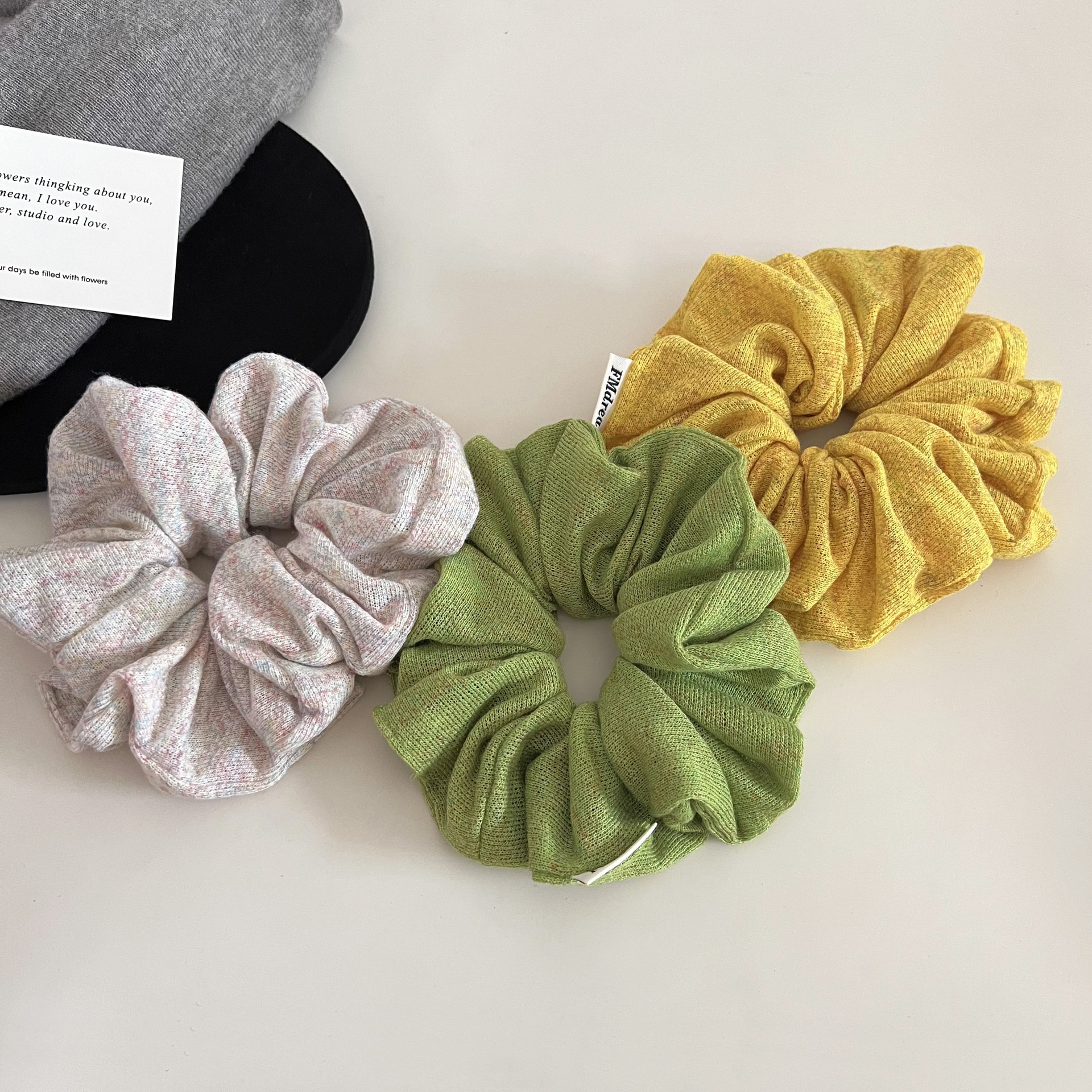 Women's Knitted Cloth Elastic Low Bun Hair Tie Simple Solid Spring Color