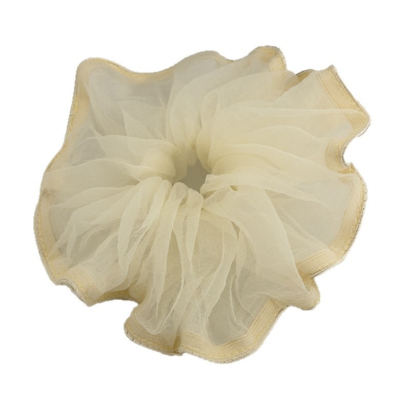 Women French Style Tulle Hair Tie Irregular Beige Spring Accessories