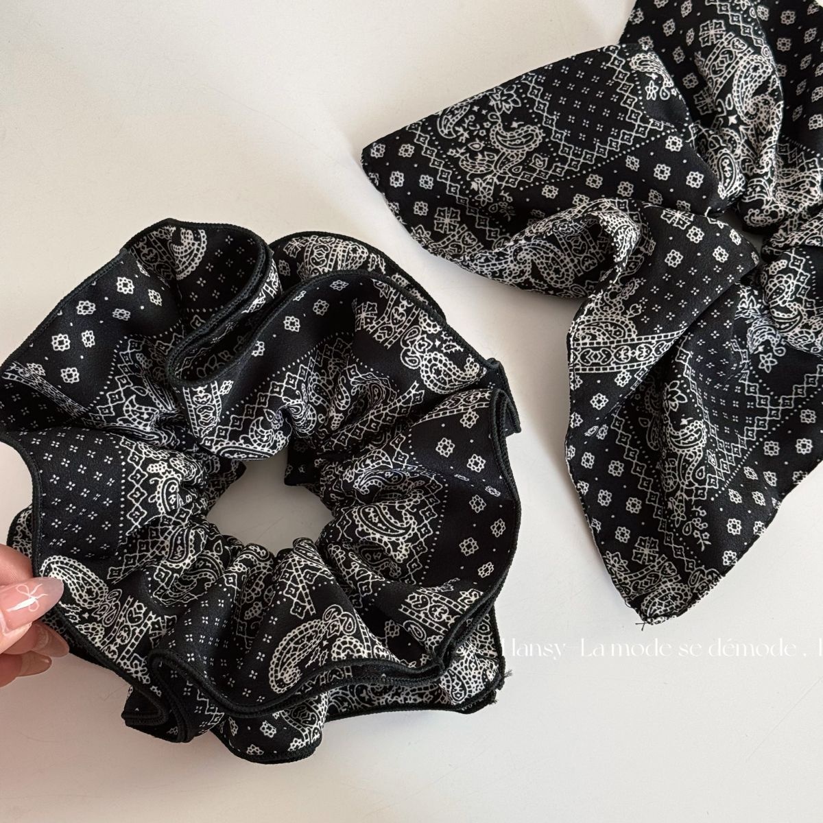 Women's Daily Cloth Volume Pleated Hair Tie Vintage Paisley Floral Print