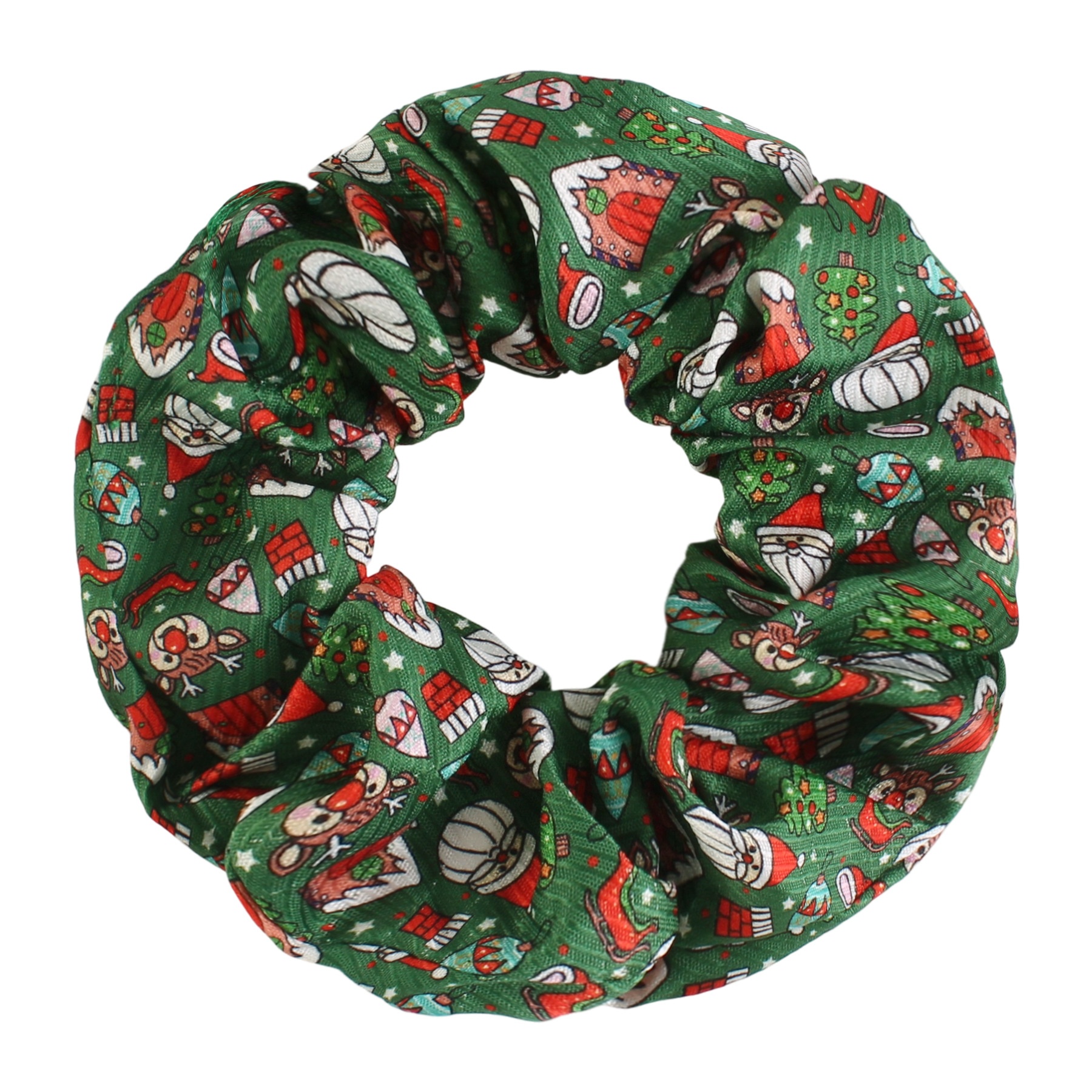 Women's Christmas Party Fabric Bow Hair Tie Reindeer Snowman Pattern