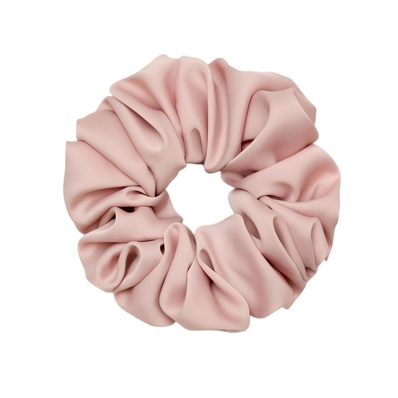 Women's French Style Satin Hair Tie For Spring Daily Wear Solid Beige