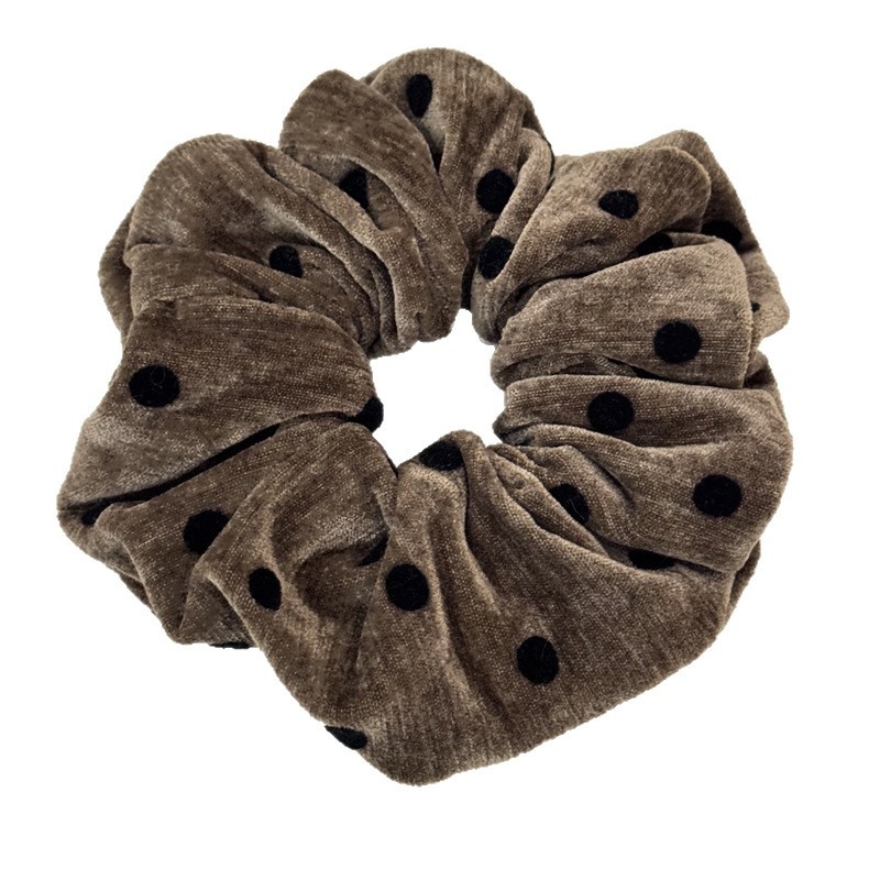 Women's Versatile Elegant Cloth Hair Ties Retro Flocking Polka Dot