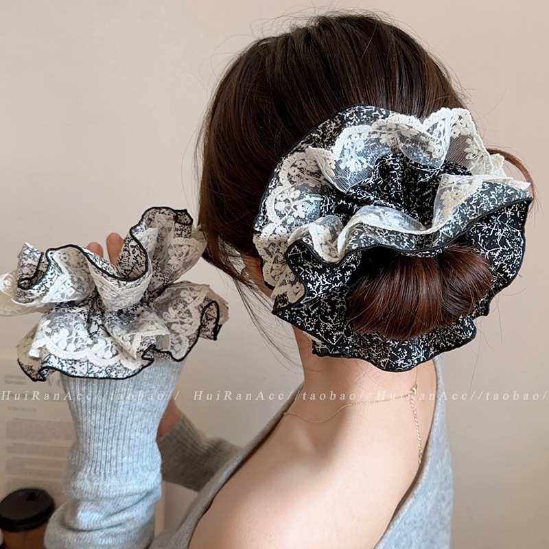 Women's Elegant French Satin Scrunchie High-End Bun Ponytail Hair Tie