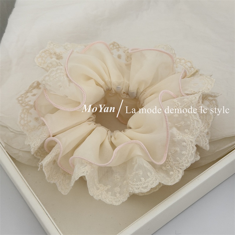 Women's Spring Soft Gauze Hair Tie Scrunchie Purple Color Block