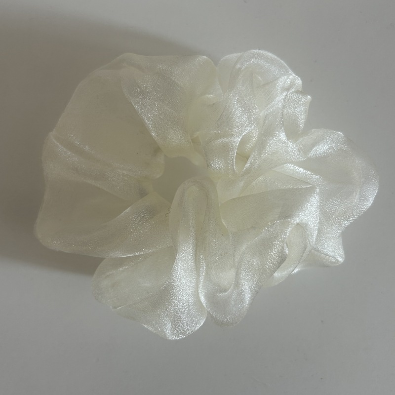 Women's Spring Pearl Shiny Organza Mesh Hair Tie For Bun Solid Color