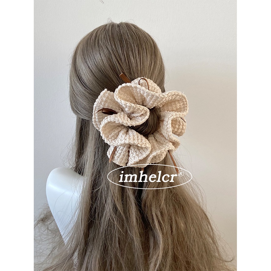 Women's Knitted Hollow Ribbon Bow Hair Tie Small Waist Back Accessory
