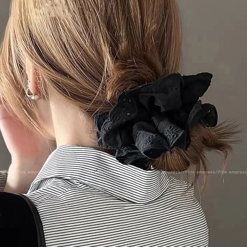 Women's Spring High-End Silky Pleated Pearl Streamer Large Hair Ring