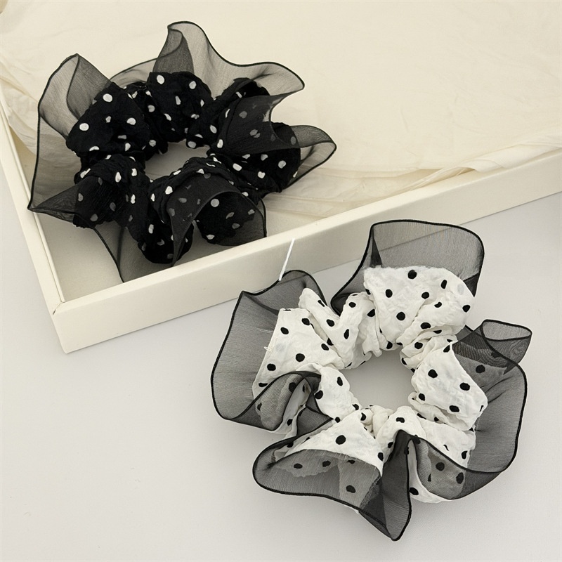 Women's Spring French Style Gauze Hair Tie Classic Polka Dots