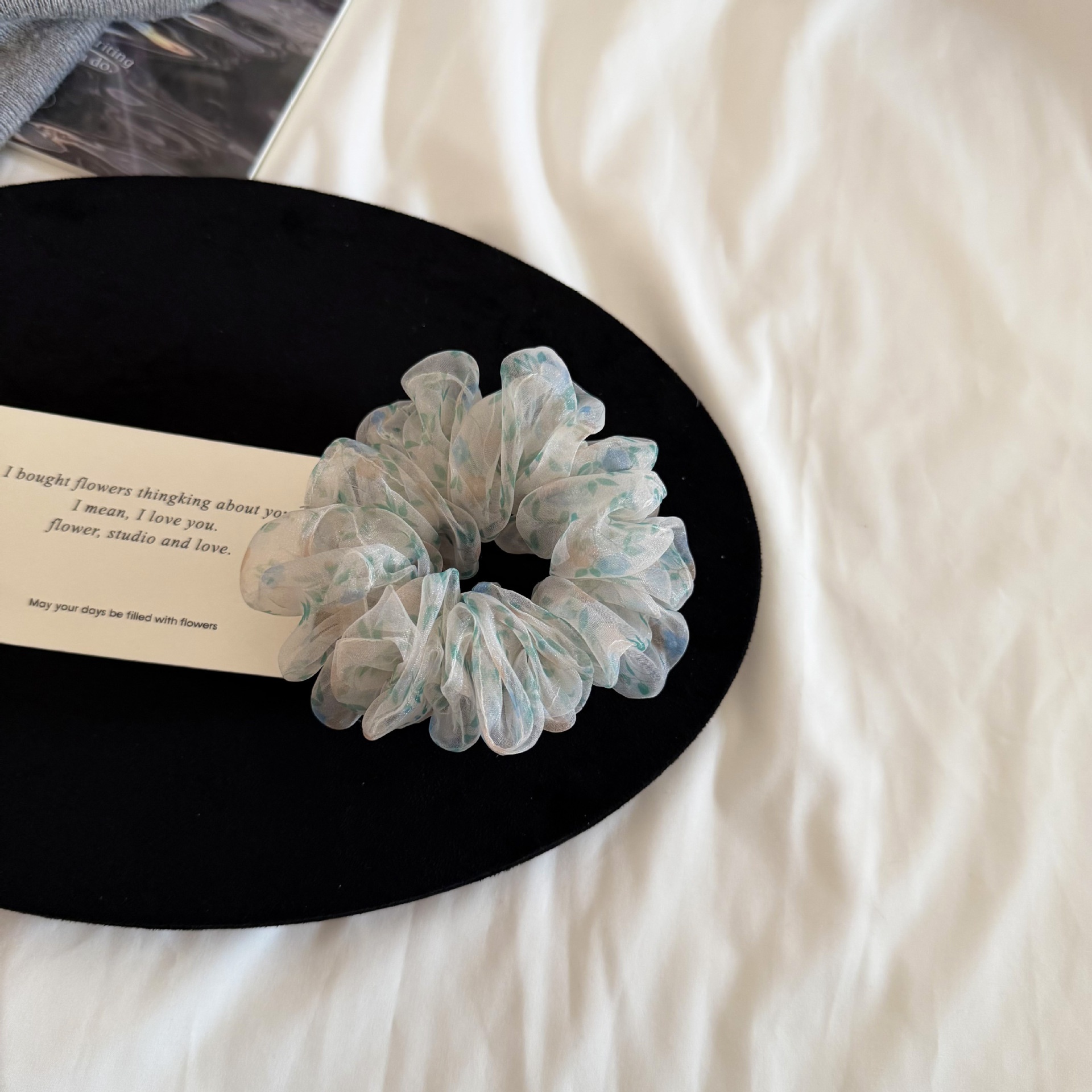 Women's Retro Organza Hair Scrunchie Spring Romantic Ditsy Floral