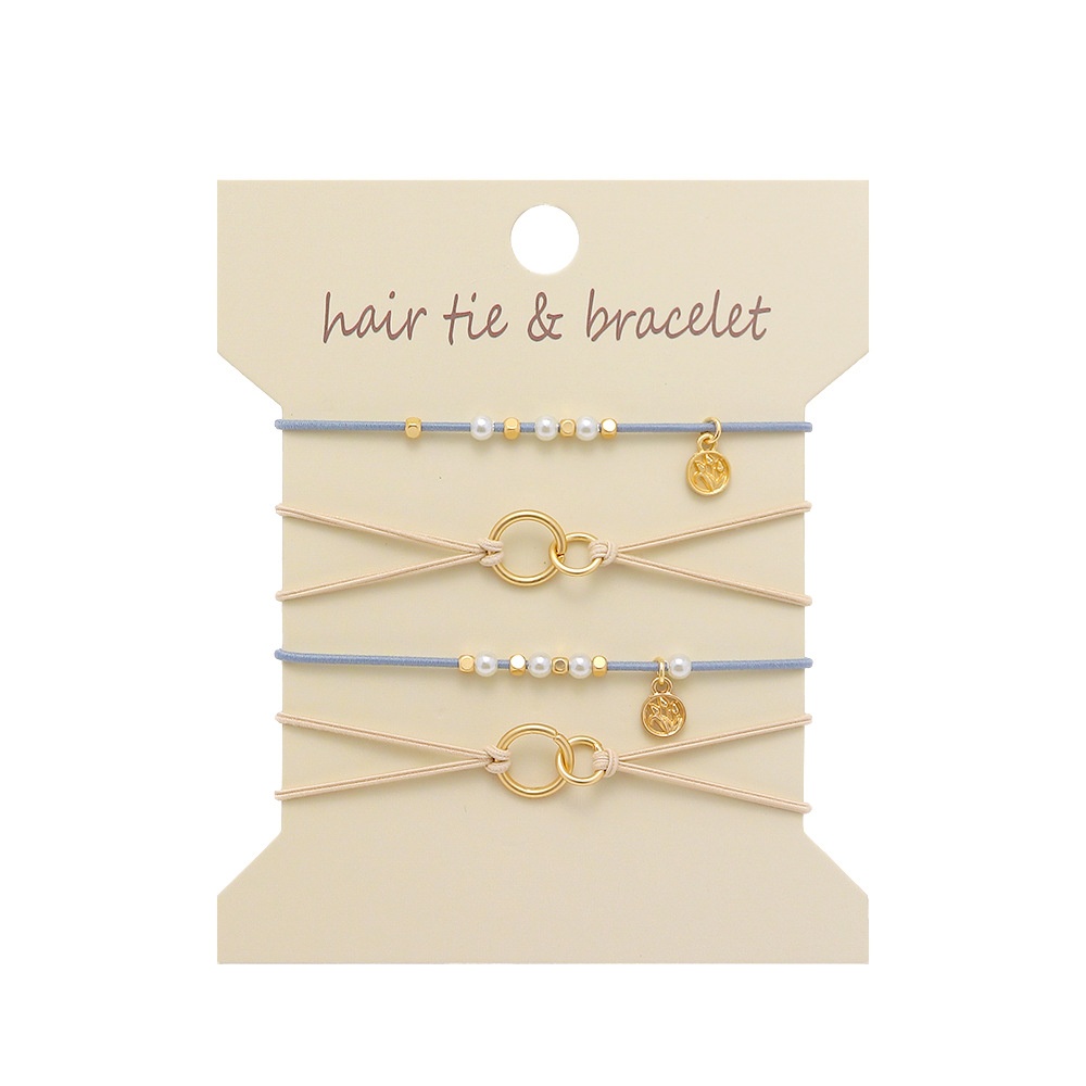 Women Elastic Hair Band Bracelet Metallic Boho Handmade Bowknot