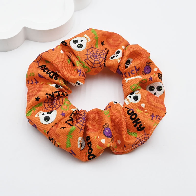 Women's Elastic Cloth Hair Scrunchie Cartoon Halloween Pumpkin Print