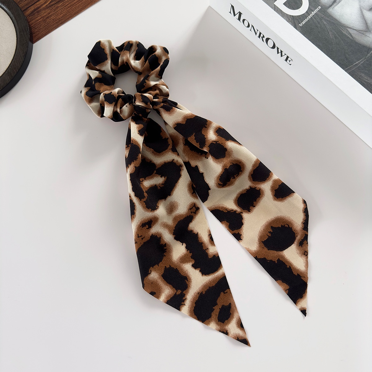 Women's High Elasticity Cloth Bow Hair Tie Retro Leopard Print Hairband