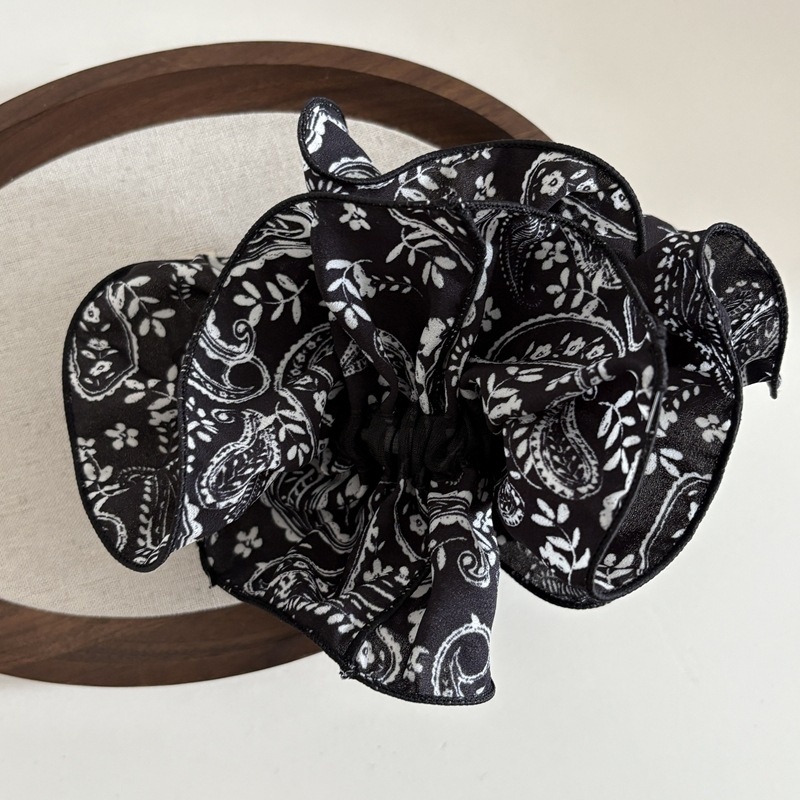 Women's Vintage Large Flower Hairband Cashew Nut Pattern Elastic Hair Tie