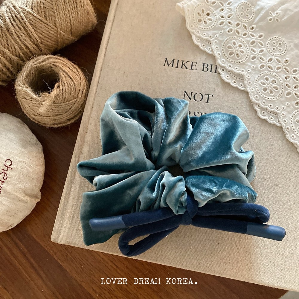 Women's Large Velvet Bun Styling Elastic Hairband French Bowknot