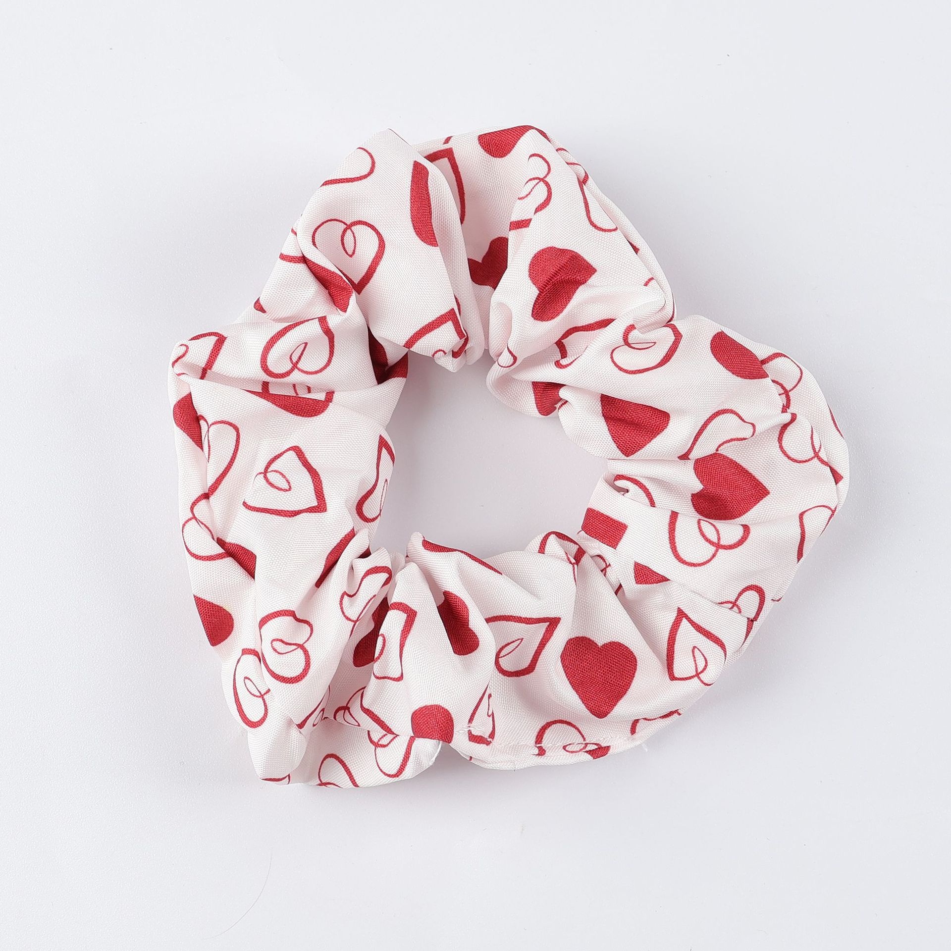 Women's Valentine's Day Heart Printed Satin Hair Scrunchie Hairband