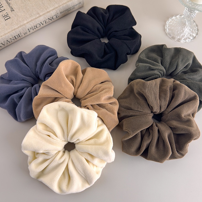 Women's Soft Towel Hair Drying Scrunchie Winter Casual Solid Color Tie