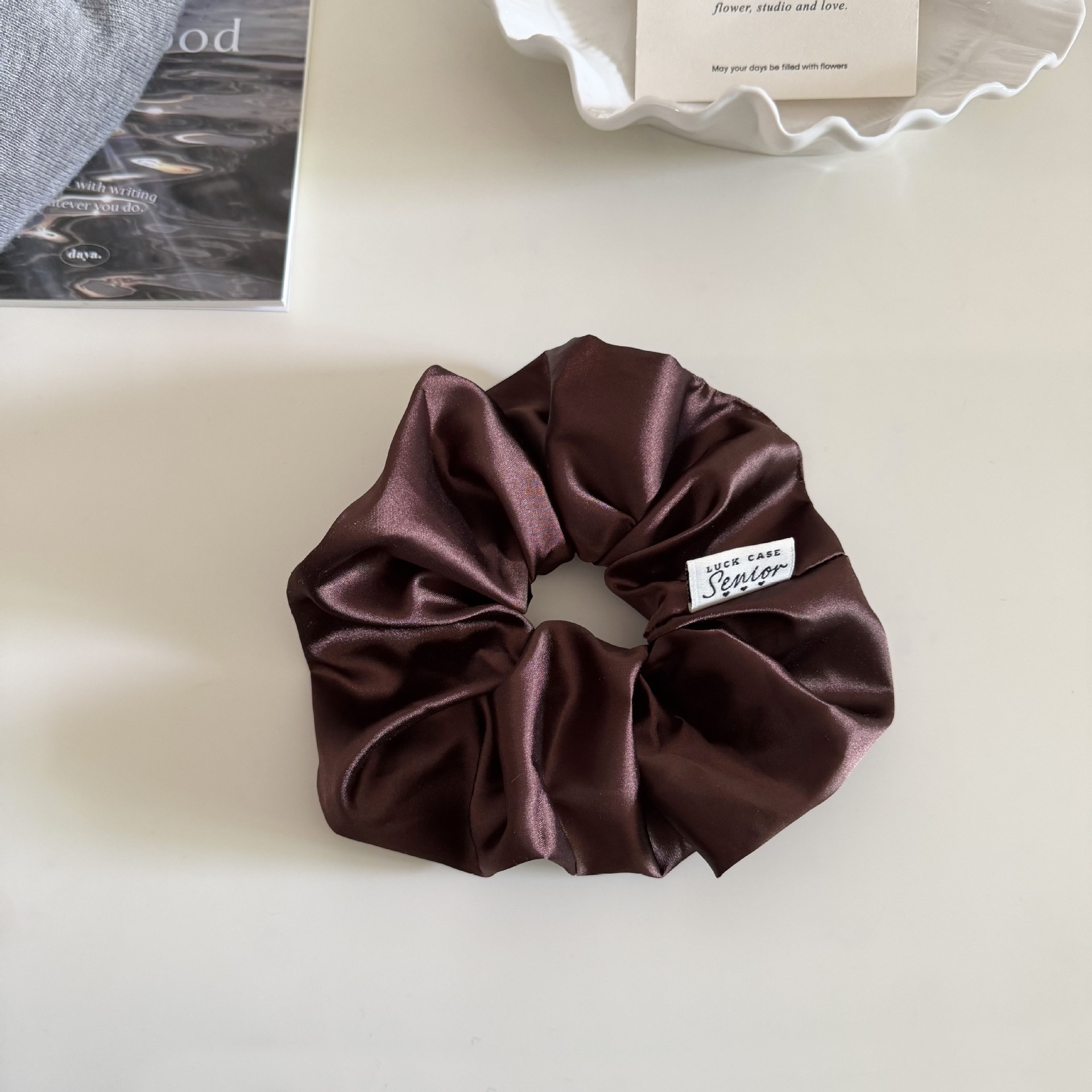 Women's Simple Style Spring Satin Hair Tie Accessories Solid Grey