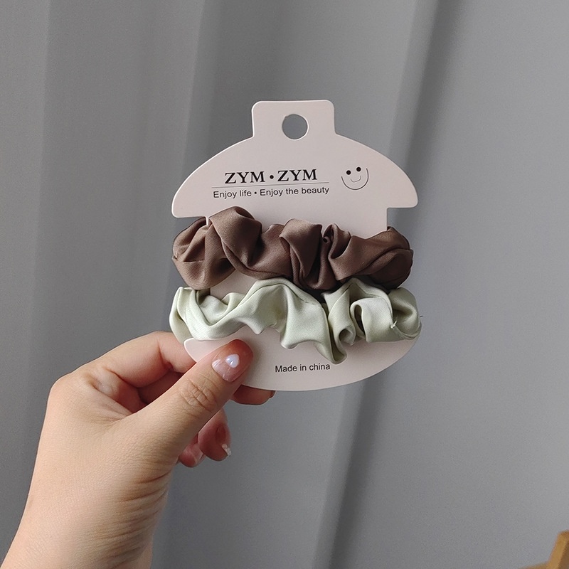 Women's High Elastic Hair Ties Set Vintage Fabric Solid Color Head Ropes