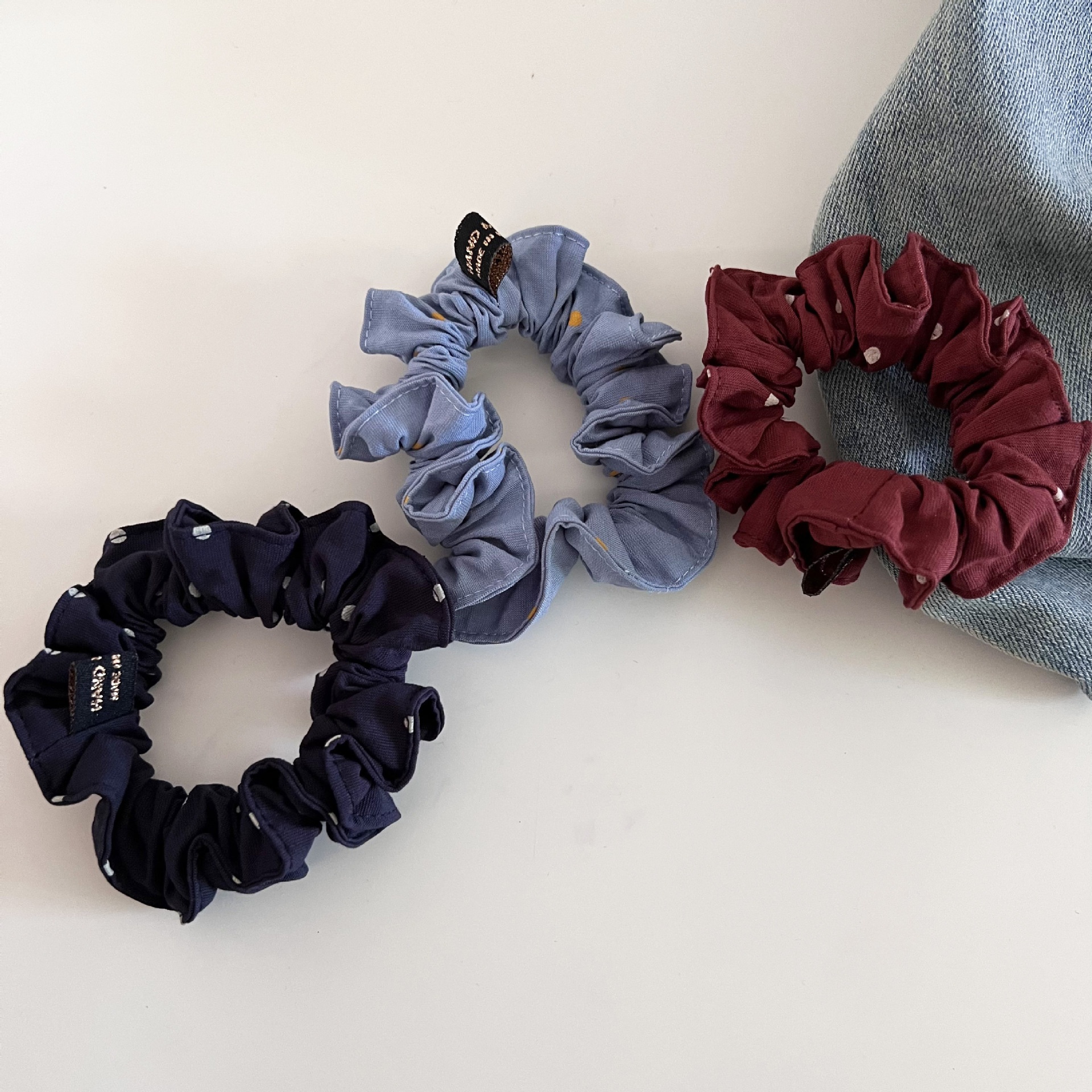 Women's Retro Polka Dot Soft Cloth Hair Ties for Versatile Low Buns