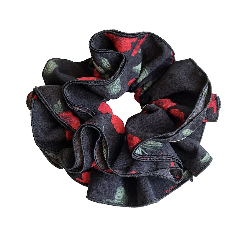 Women's Vintage Black Rose Flower Cloth Hairband for Spring Summer