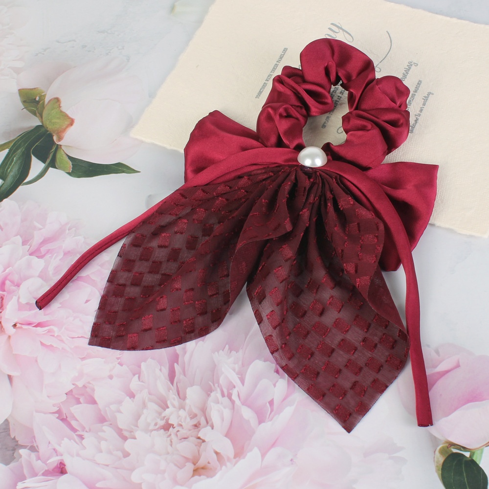 Girls High Elastic Lace Butterfly Knot Hair Ties Polka Dot Ponytail Sashes