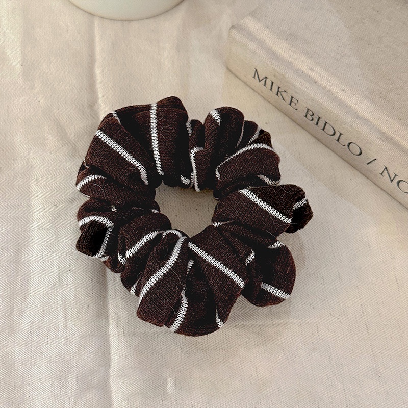 Women's Simple Striped Cloth Hair Tie, High Elasticity Ponytail Holder