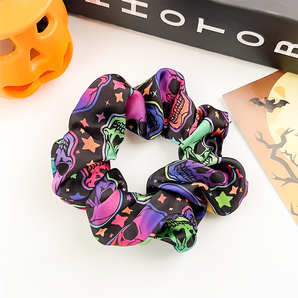 Women's Halloween Cloth Elastic Scrunchies Retro Pumpkin Skull