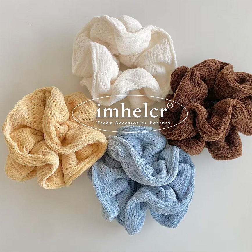 Women's Soft Velvet Hair Scrunchie For Autumn Winter Solid White