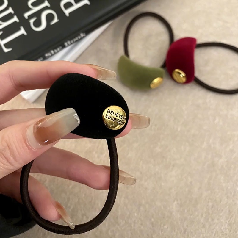 Women's Velvet Round Arc Bun Hair Tie Elastic Ponytail Holder Solid Color