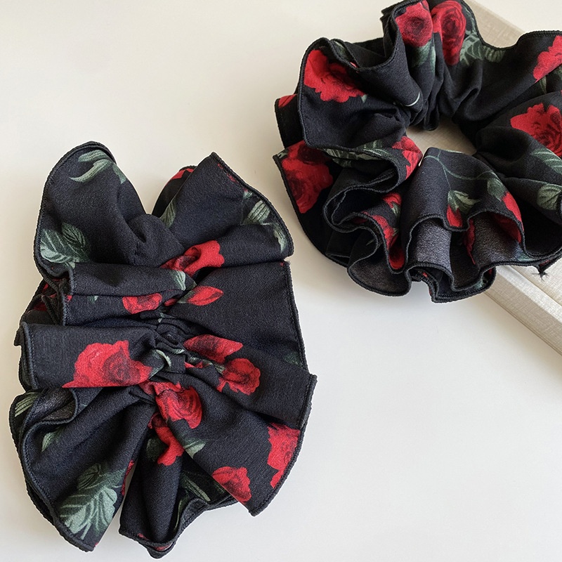 Women's Vintage Black Rose Flower Cloth Hairband for Spring Summer