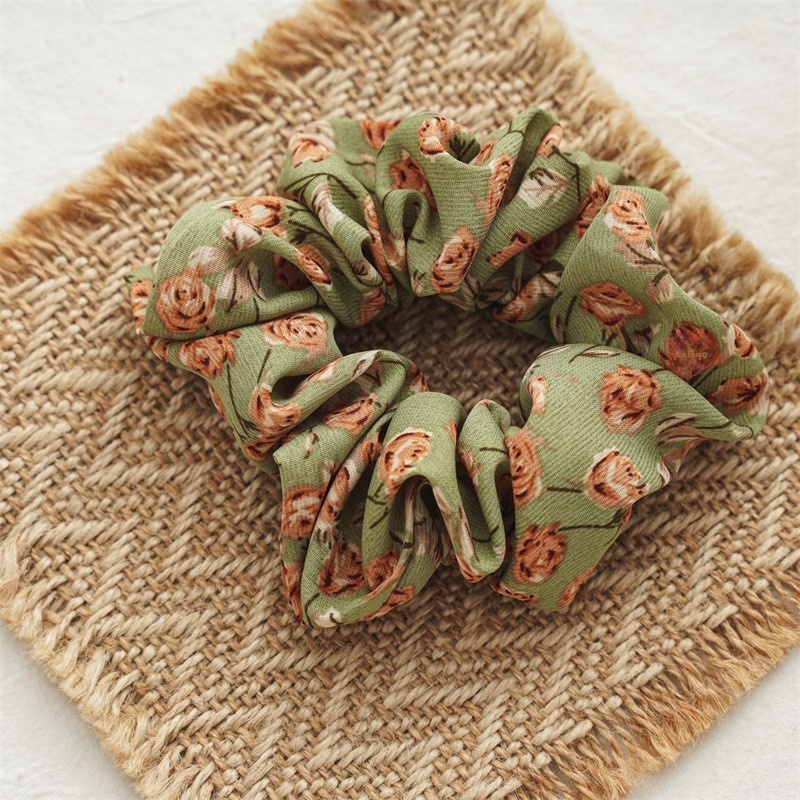 Women's Summer Fabric Ponytail Hair Accessories French Rose Pattern